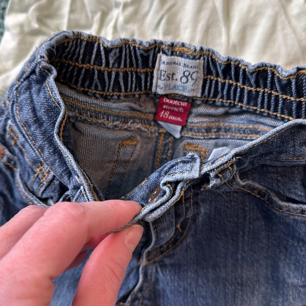 2/$10 18 Month Mom's Little Sprout Green Top and Blue Jeans Set
